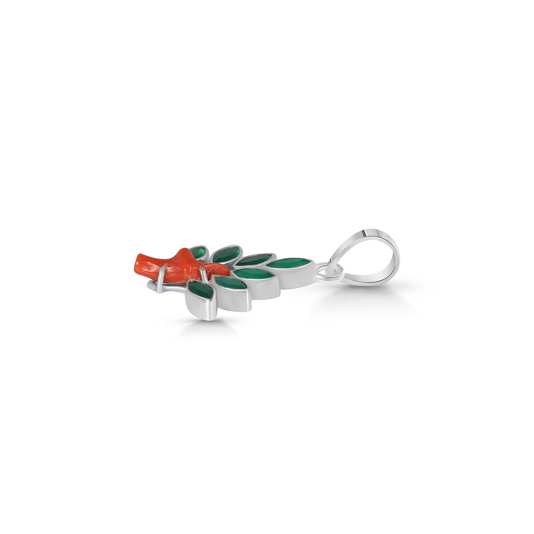 Red Coral / Green Onyx Pendant-(COR-P-57)